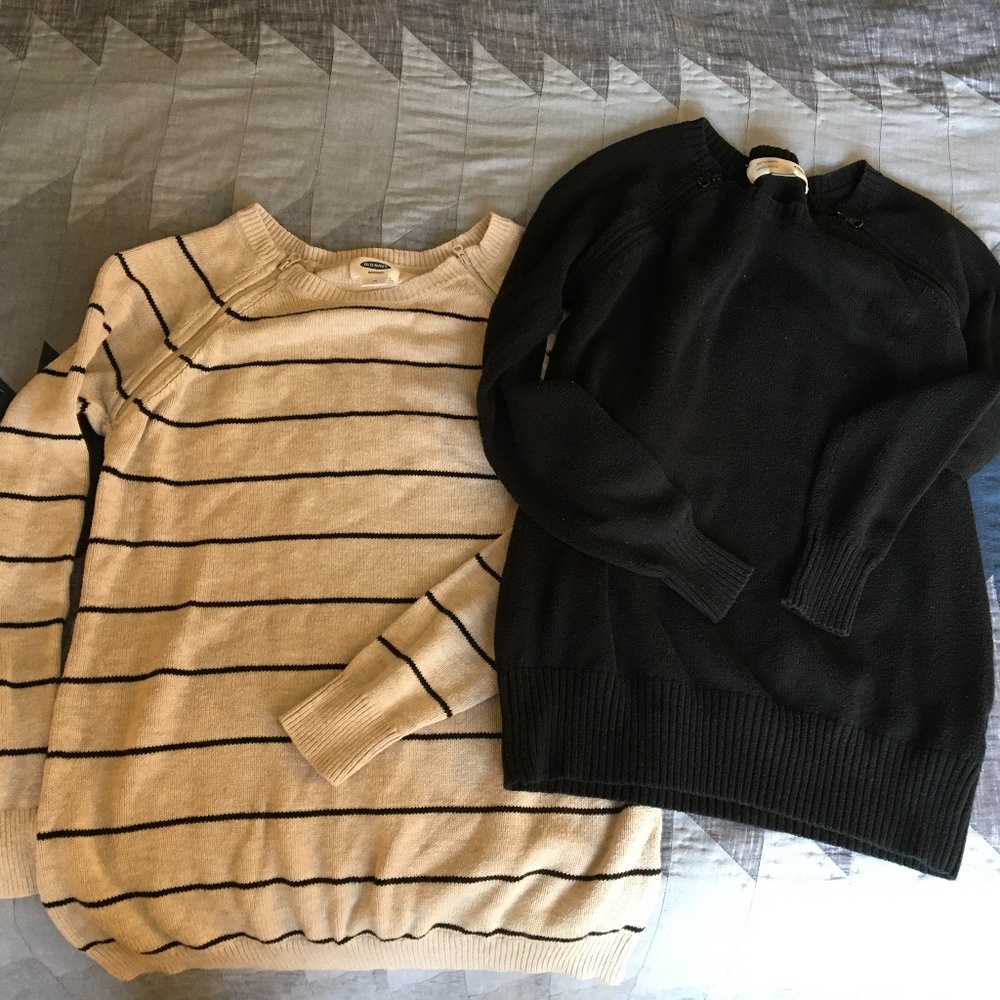 Old Navy zip-down Nursing sweaters